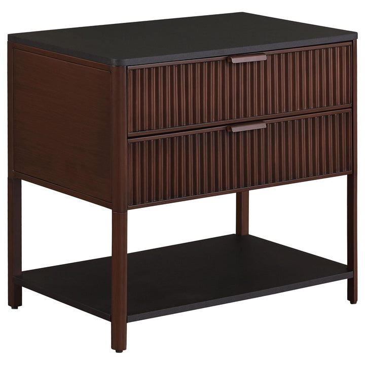 Coaster Furniture 930221 Zimmerlee 2-drawer Side Table with Shelf Rust Brown