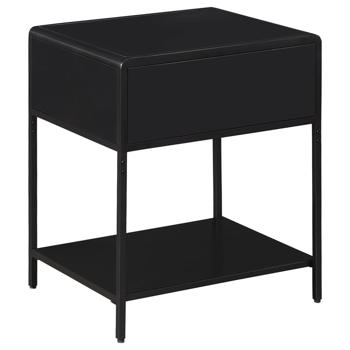 Coaster Furniture 930235 Amherst 1-drawer Radio Weave Cane Metal Bedside Table Black