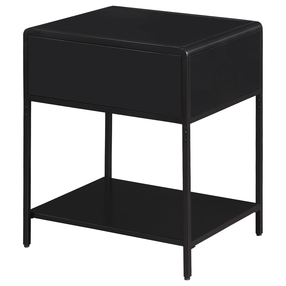 Coaster Furniture 930235 Amherst 1-drawer Radio Weave Cane Metal Bedside Table Black