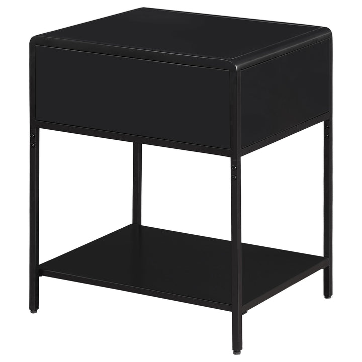 Coaster Furniture 930235 Amherst 1-drawer Radio Weave Cane Metal Bedside Table Black