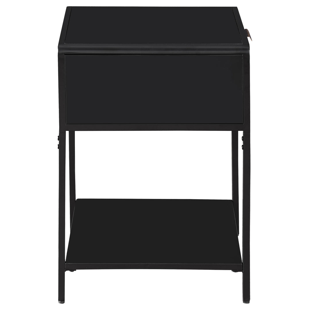 Coaster Furniture 930235 Amherst 1-drawer Radio Weave Cane Metal Bedside Table Black