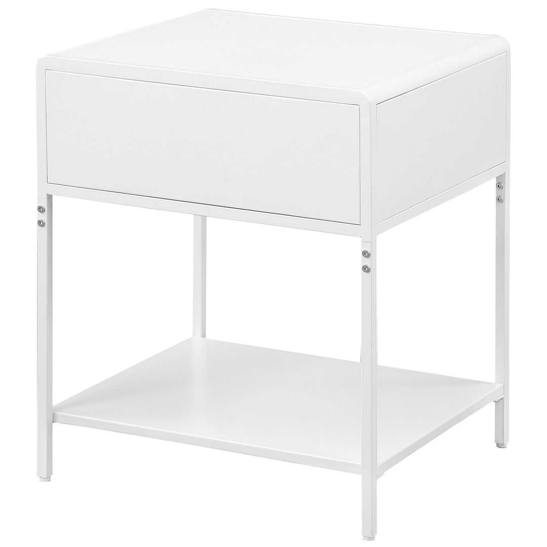 Coaster Furniture 930236 Amherst 1-drawer Radio Weave Cane Metal Bedside Table White