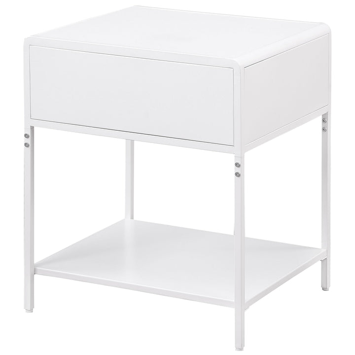 Coaster Furniture 930236 Amherst 1-drawer Radio Weave Cane Metal Bedside Table White