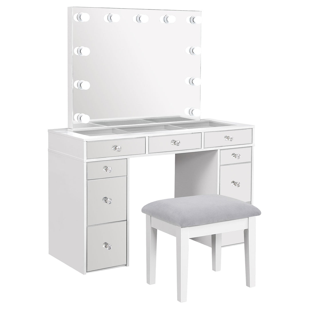 Coaster Furniture 930245 Regina Makeup Vanity Table Set with Lighting White