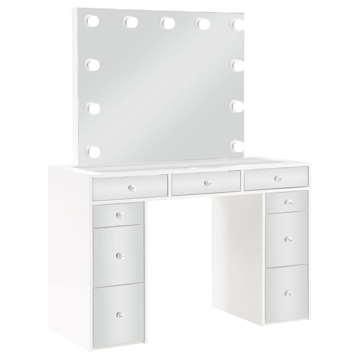 Coaster Furniture 930245 Regina Makeup Vanity Table Set with Lighting White