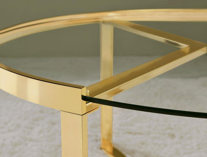 Coaster Furniture 930251 Delia 2-Piece Round Glass Top Nesting Coffee Table Gold