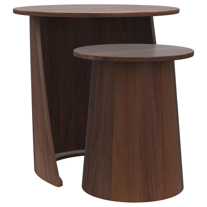 Coaster Furniture 930330 Yency 2-Piece Round Mango Wood Nesting Table Set Dark Brown