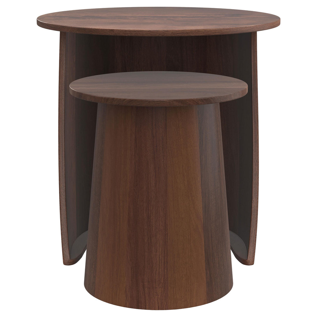 Coaster Furniture 930330 Yency 2-piece Round Mango Wood Nesting Table Set Dark Brown