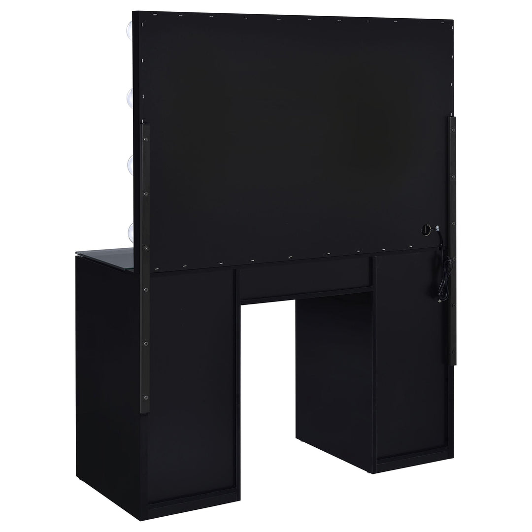 Coaster Furniture 931144 Acena 7-drawer Vanity Set with Lighting Black High Gloss