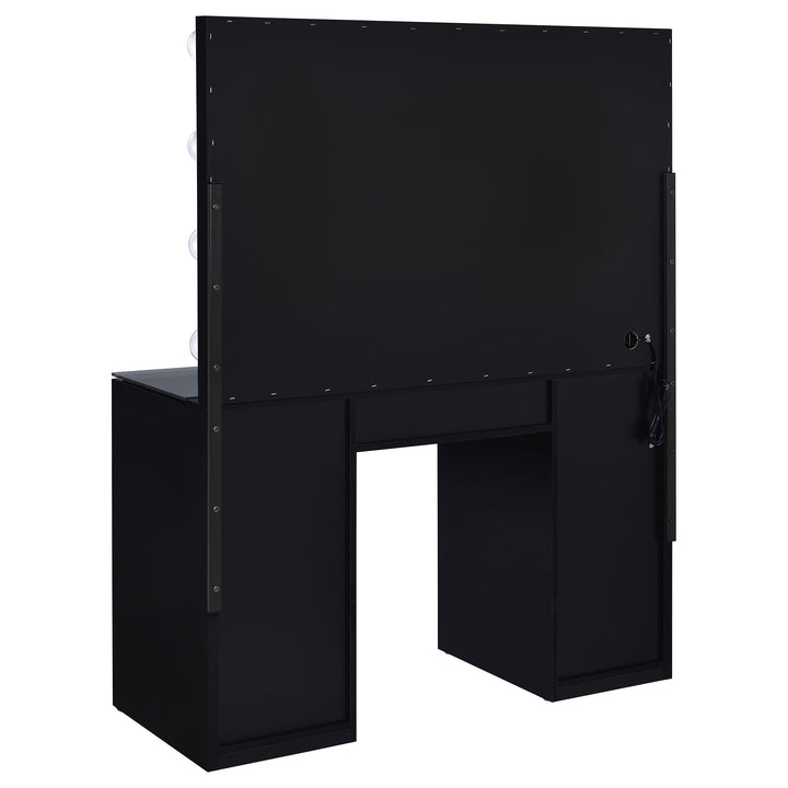 Coaster Furniture 931144 Acena 7-drawer Vanity Set with Lighting Black High Gloss