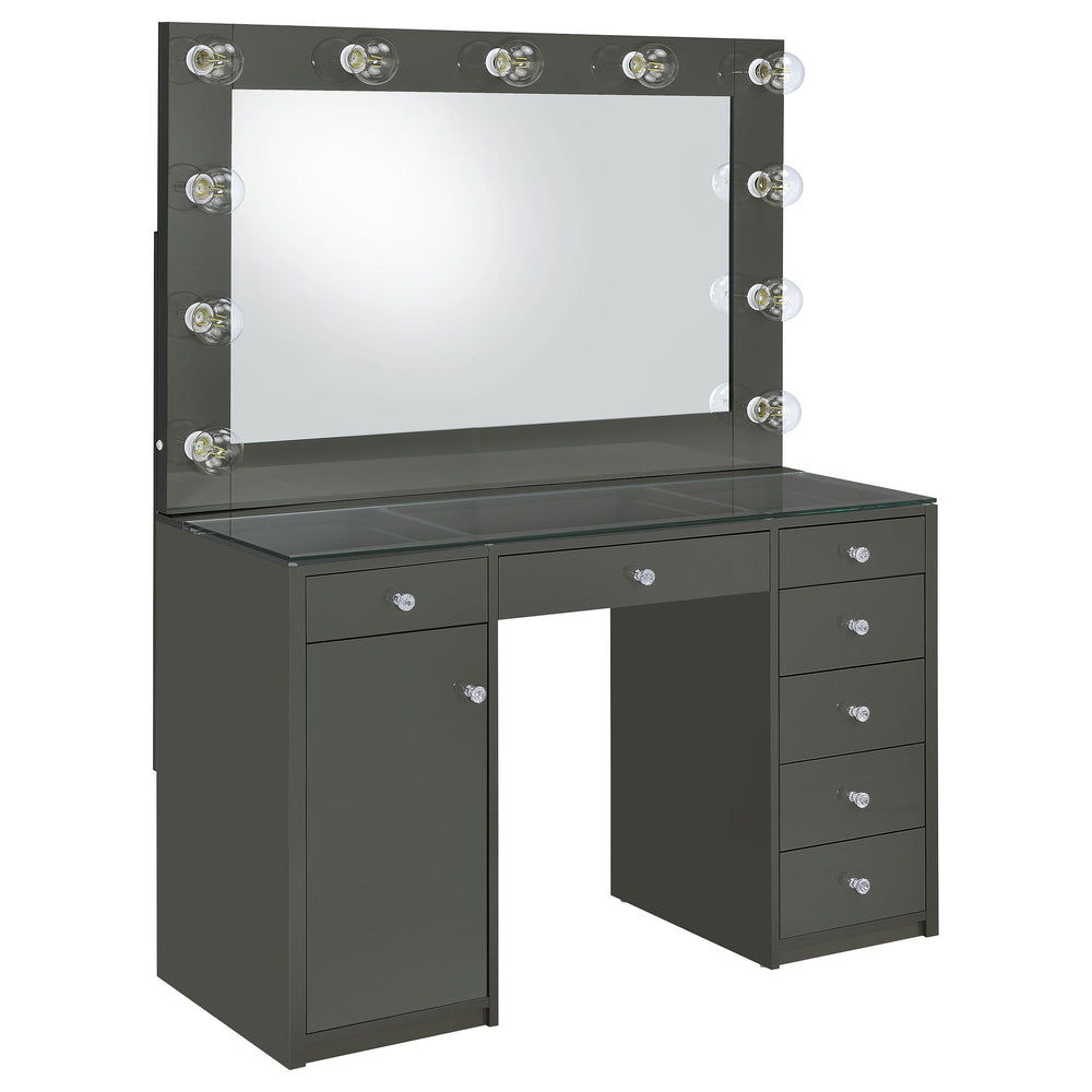 Coaster Furniture 931145 Acena 7-drawer Vanity Set with Lighting Grey High Gloss