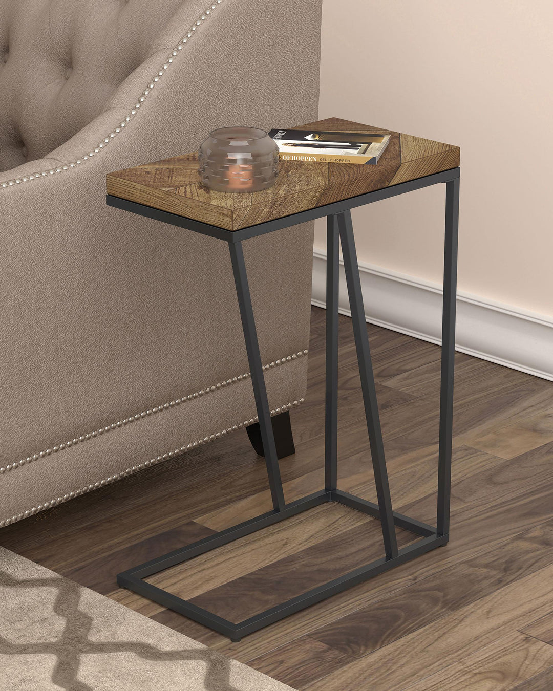 Coaster Furniture 931147 Sergio Engineered Wood C-Shaped Side Table Rustic Tobacco