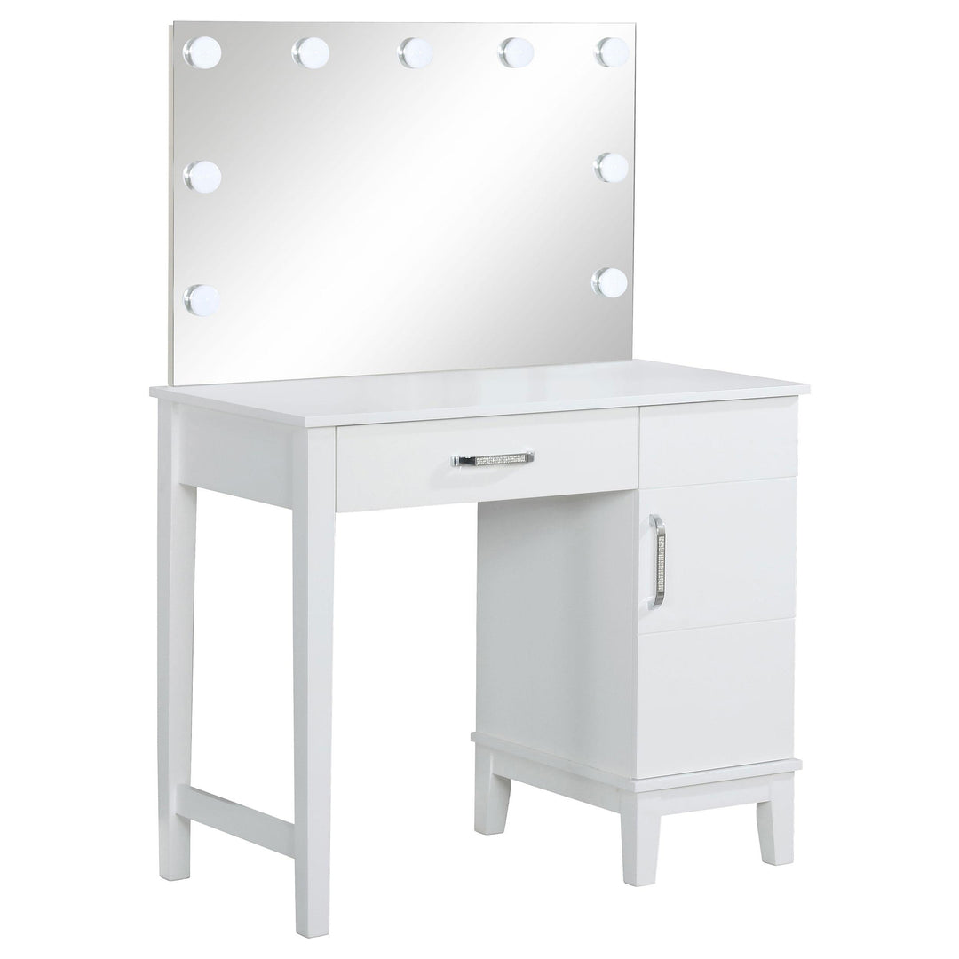 Coaster Furniture 931149 Elijah Vanity Set with Lighting & Stool White and Dark Grey