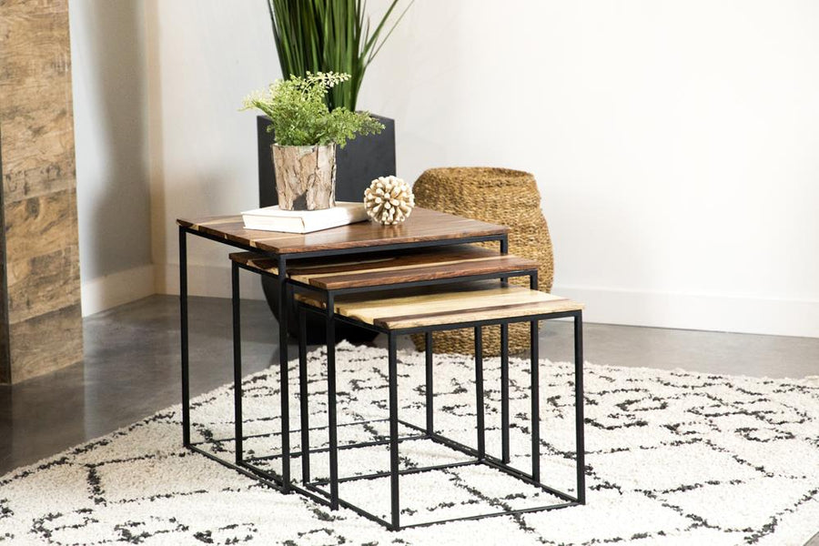 Coaster Furniture 931182 Belcourt 3-piece Square Nesting Tables Natural and Black