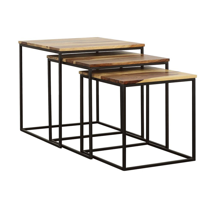 Coaster Furniture 931182 Belcourt 3-Piece Square Nesting Tables Natural and Black