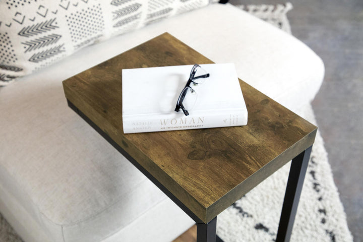 Coaster Furniture 931246 Beck Engineered Wood C-Shape Sofa Side Table Antique Nutmeg