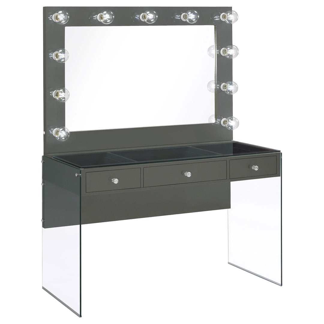 Coaster Furniture 935923 Afshan 3-drawer Vanity Set with Lighting Grey High Gloss