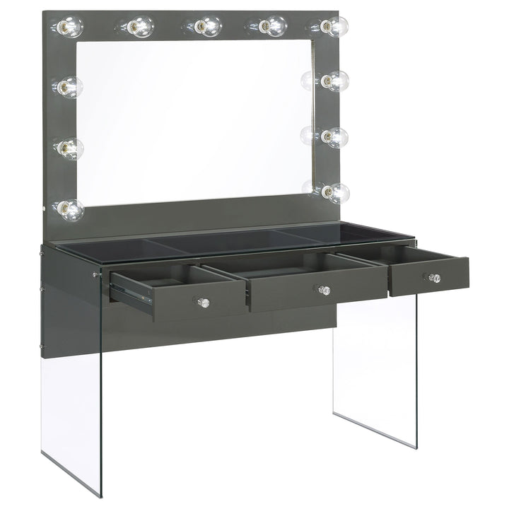 Coaster Furniture 935923 Afshan 3-drawer Vanity Set with Lighting Grey High Gloss