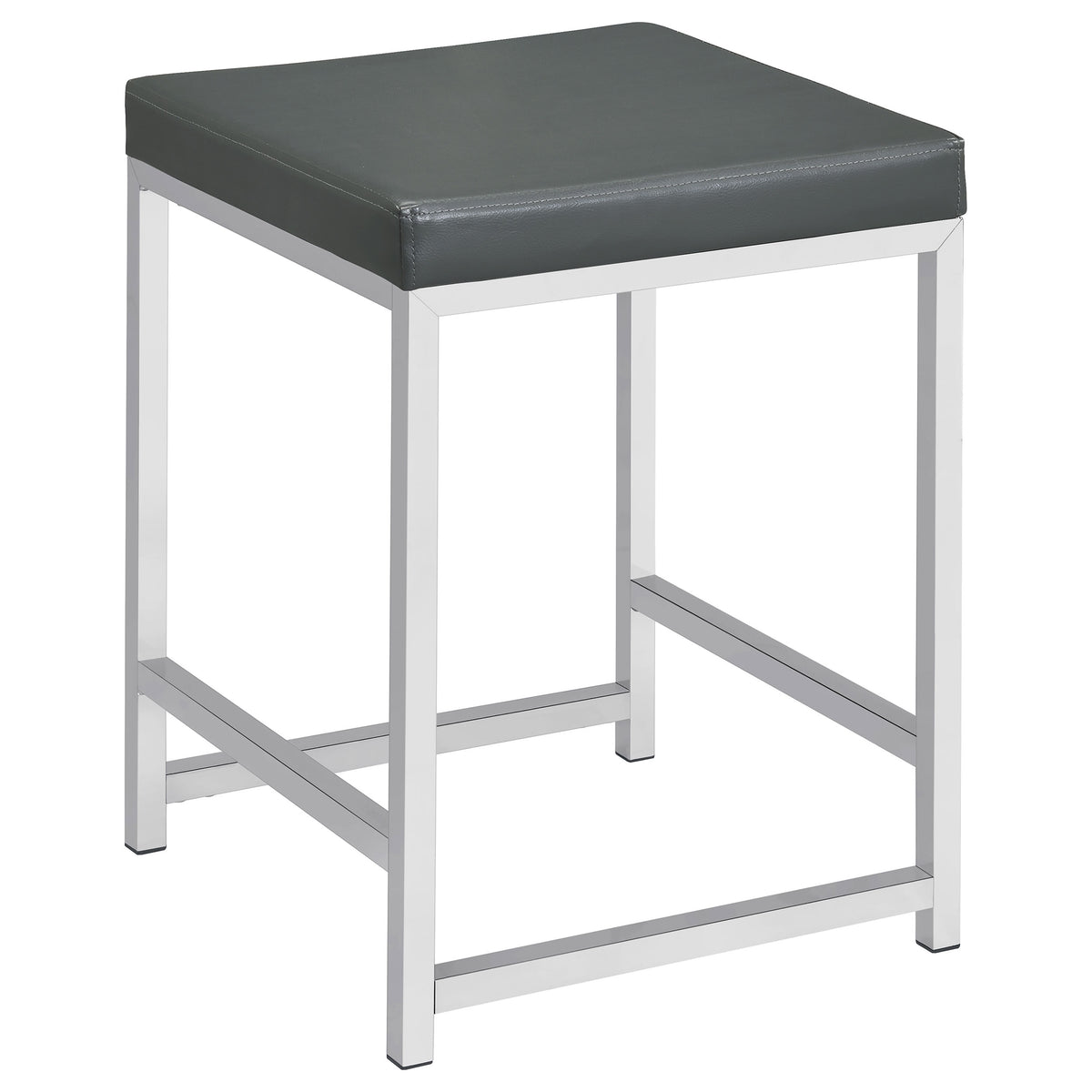 Afshan - Upholstered Square Padded Vanity Stool - Chrome