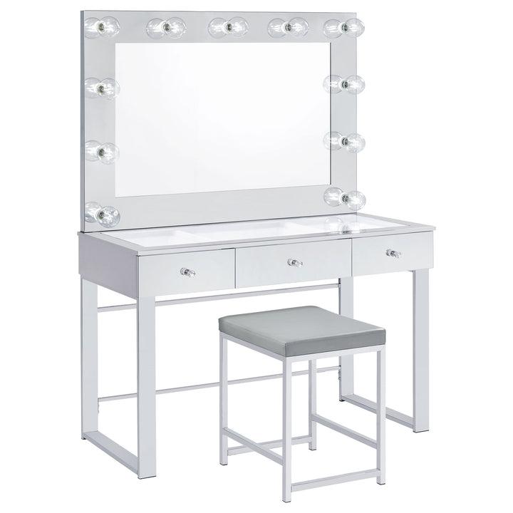 Umbridge - Upholstered Square Padded Cushion Vanity Stool - Light Gray