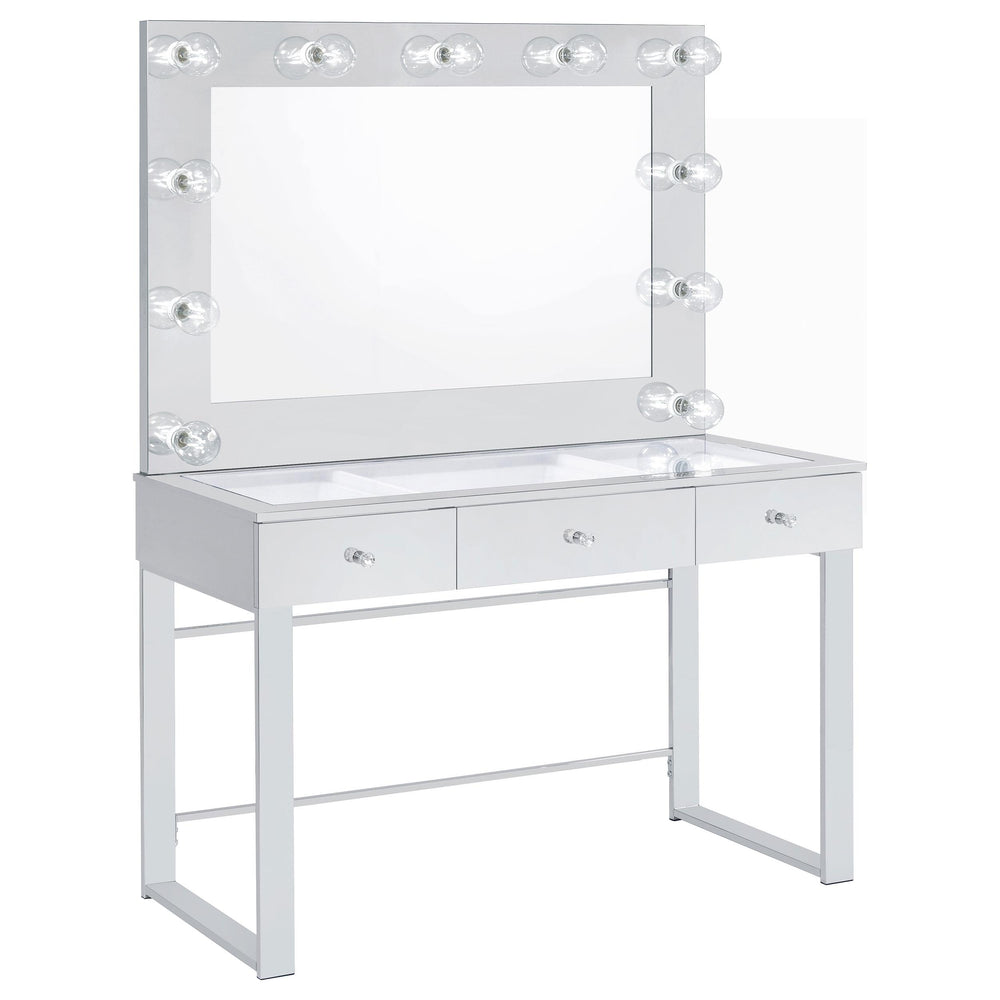 Coaster Furniture 935934 Umbridge 3-drawer Vanity Set with Lighting Chrome and White