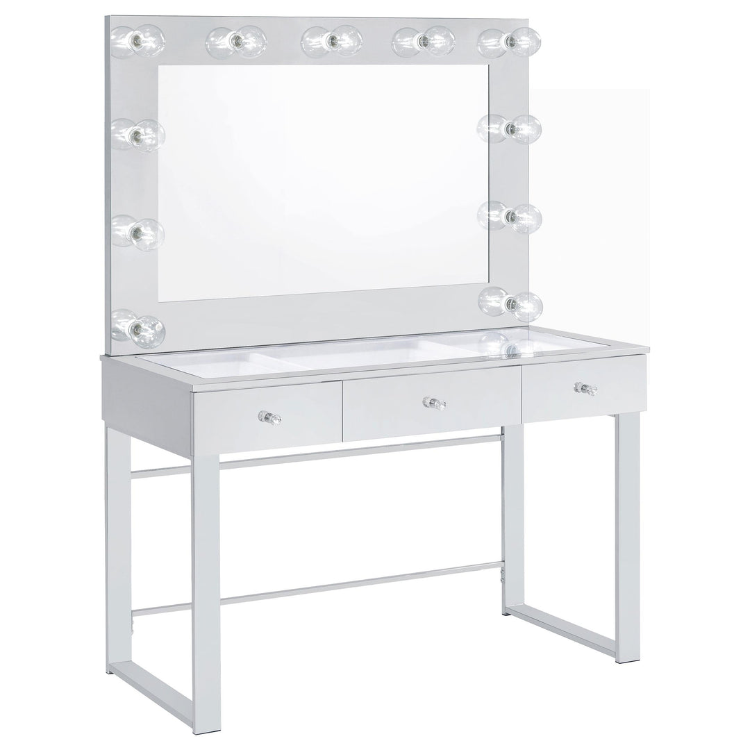 Coaster Furniture 935934 Umbridge 3-drawer Vanity Set with Lighting Chrome and White
