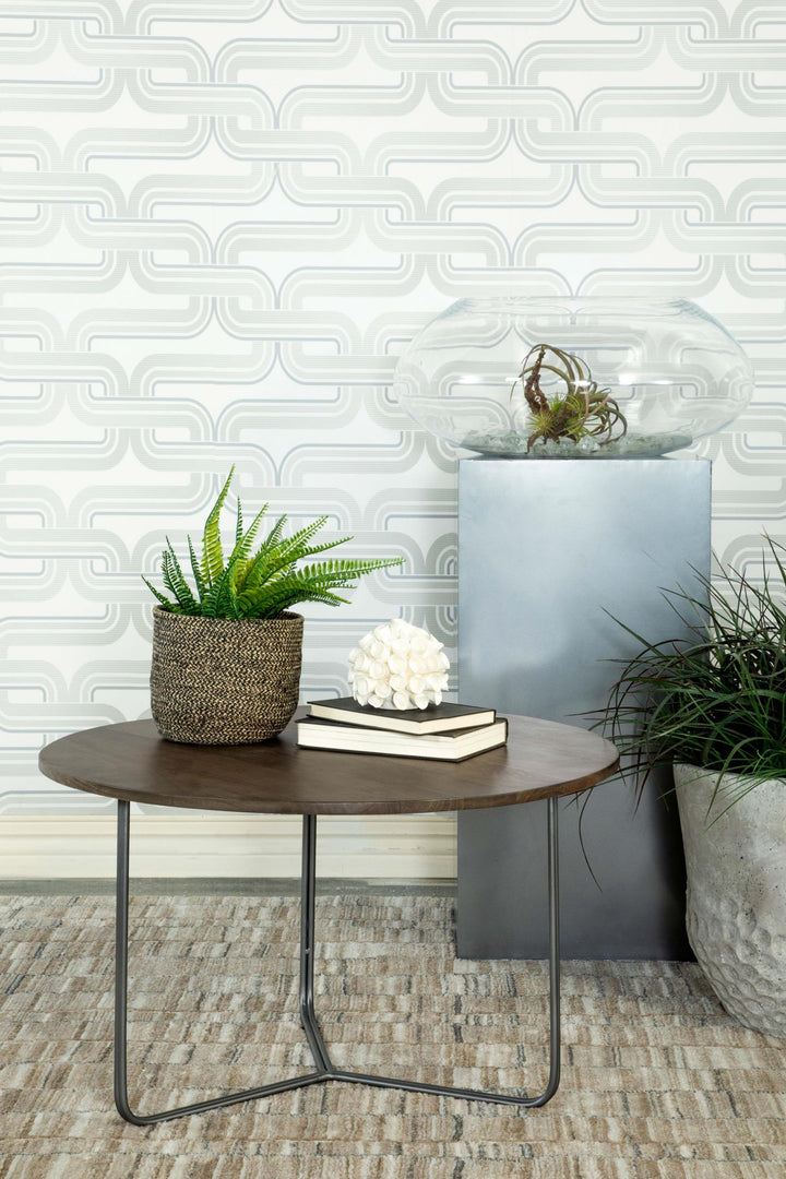 Coaster Furniture 935995 Yaritza Round Mango Wood Coffee Table Natural and Gunmetal