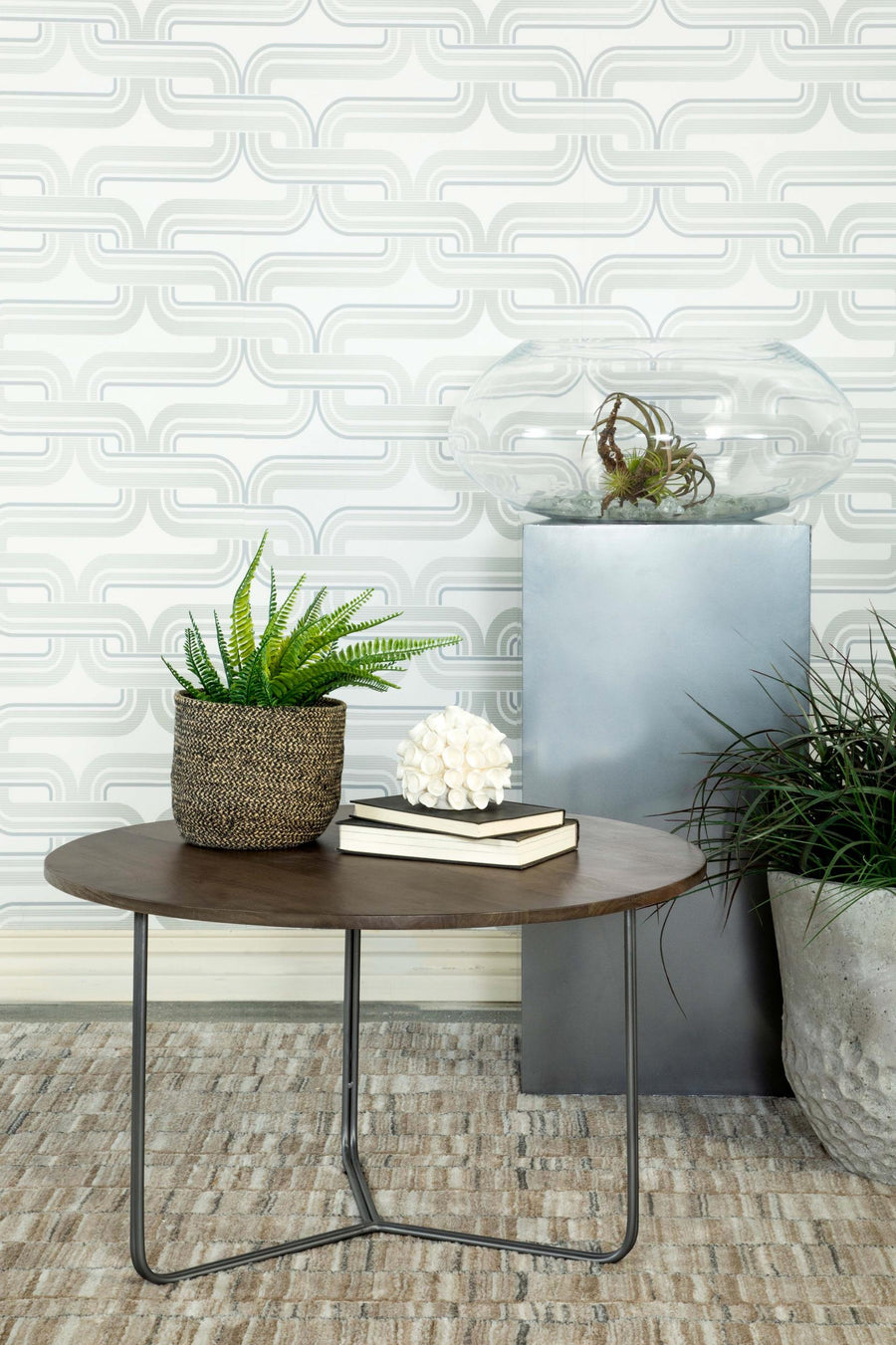 Coaster Furniture 935995 Yaritza Round Mango Wood Coffee Table Natural and Gunmetal