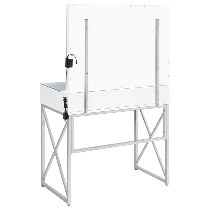 Eliza - Vanity Set With Lighting &amp; Stool - White And Chrome
