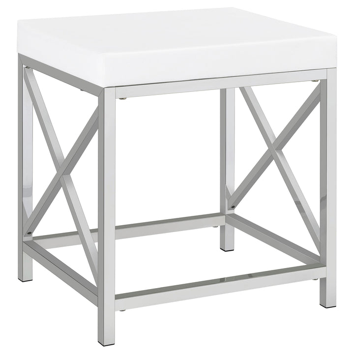 Coaster Furniture 936164 Eliza Vanity Set with Lighting & Stool White and Chrome