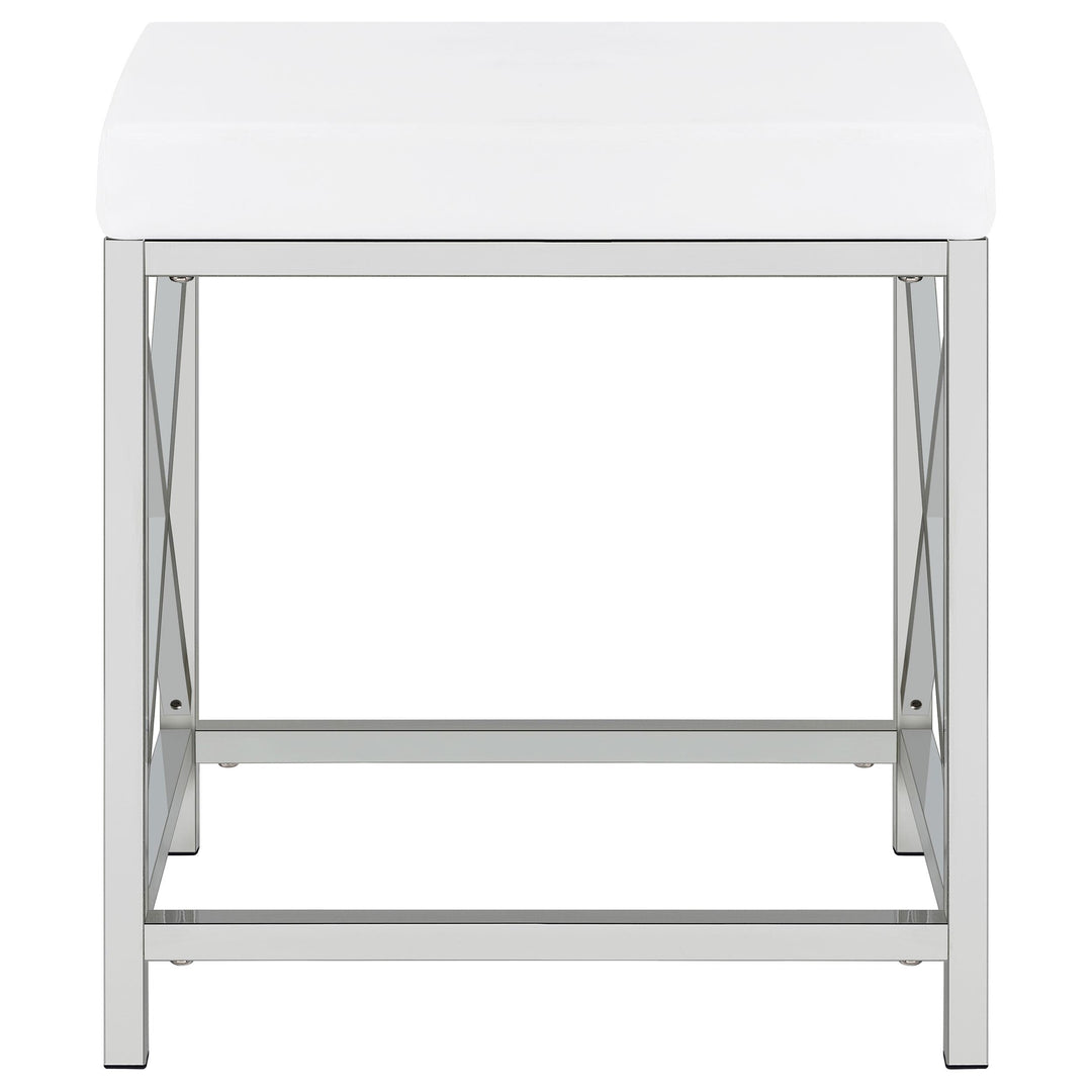 Coaster Furniture 936164 Eliza Vanity Set with Lighting & Stool White and Chrome