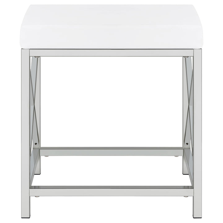 Coaster Furniture 936164 Eliza Vanity Set with Lighting & Stool White and Chrome