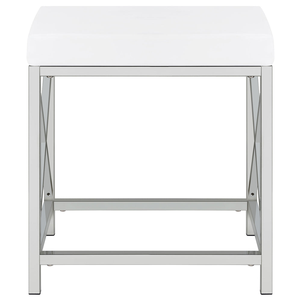 Eliza - Vanity Set With Lighting & Stool - White And Chrome
