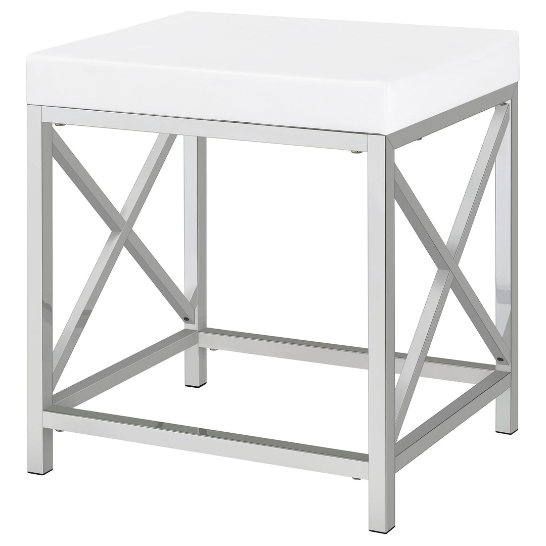Coaster Furniture 936164 Eliza Vanity Set with Lighting & Stool White and Chrome