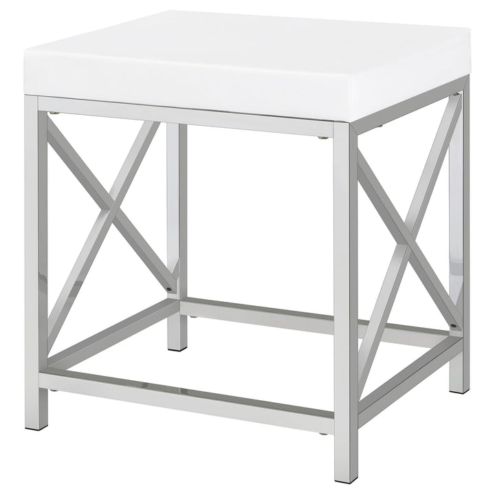 Coaster Furniture 936164 Eliza Vanity Set with Lighting & Stool White and Chrome
