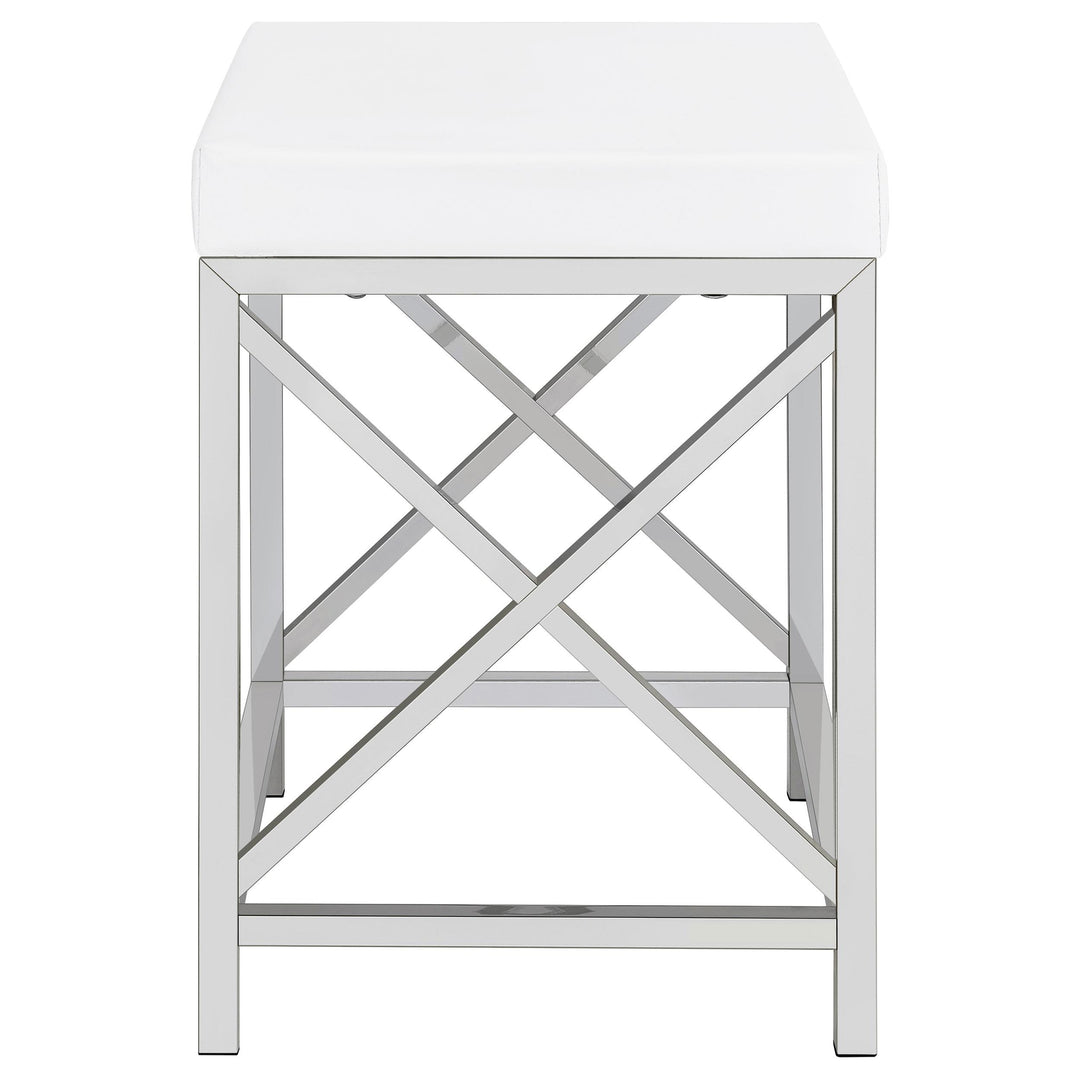 Coaster Furniture 936164 Eliza Vanity Set with Lighting & Stool White and Chrome
