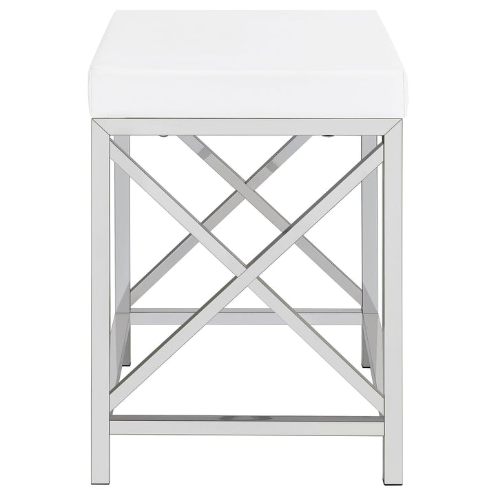 Coaster Furniture 936164 Eliza Vanity Set with Lighting & Stool White and Chrome