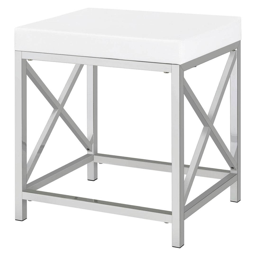 Coaster Furniture 936164 Eliza Vanity Set with Lighting & Stool White and Chrome