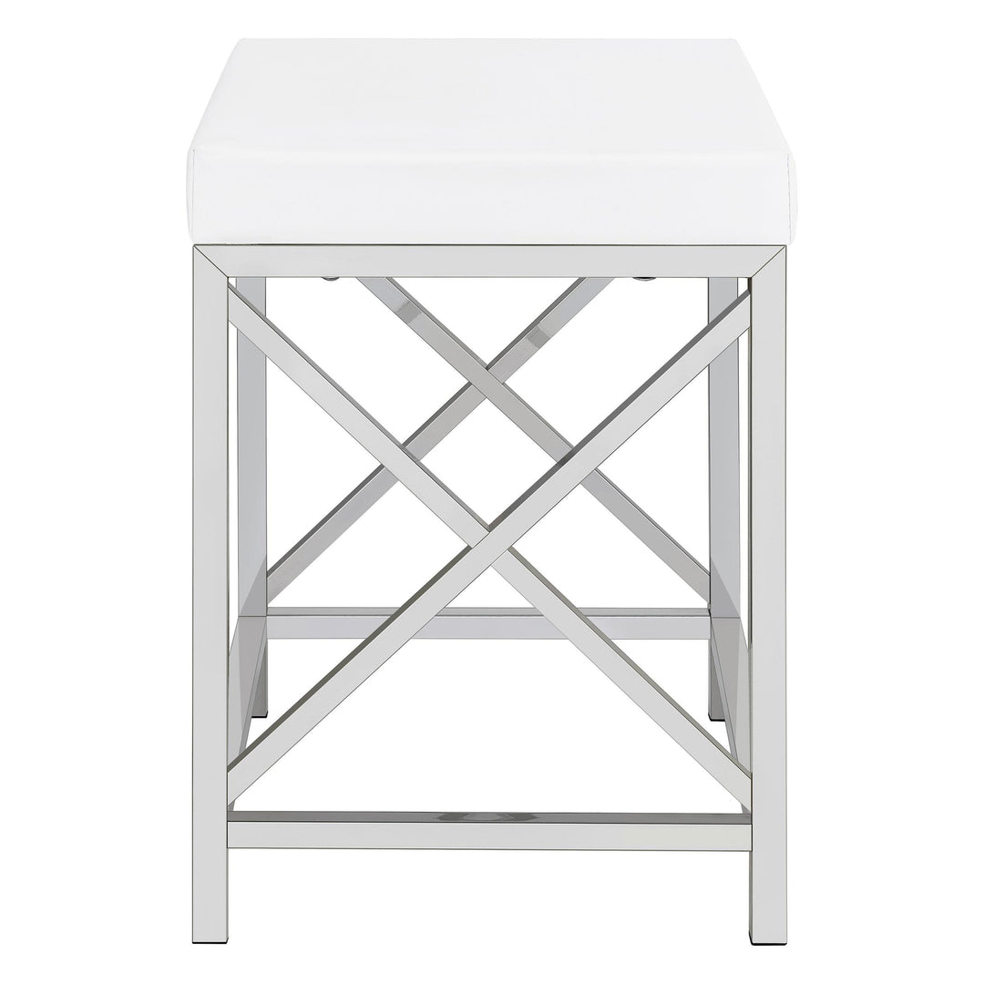 Coaster Furniture 936164 Eliza Vanity Set with Lighting & Stool White and Chrome