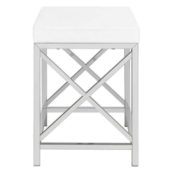 Coaster Furniture 936164 Eliza Vanity Set with Lighting & Stool White and Chrome