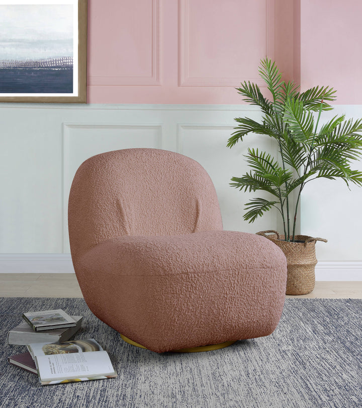 Yedaid - Sherpa Accent Chair With Swivel - Pink