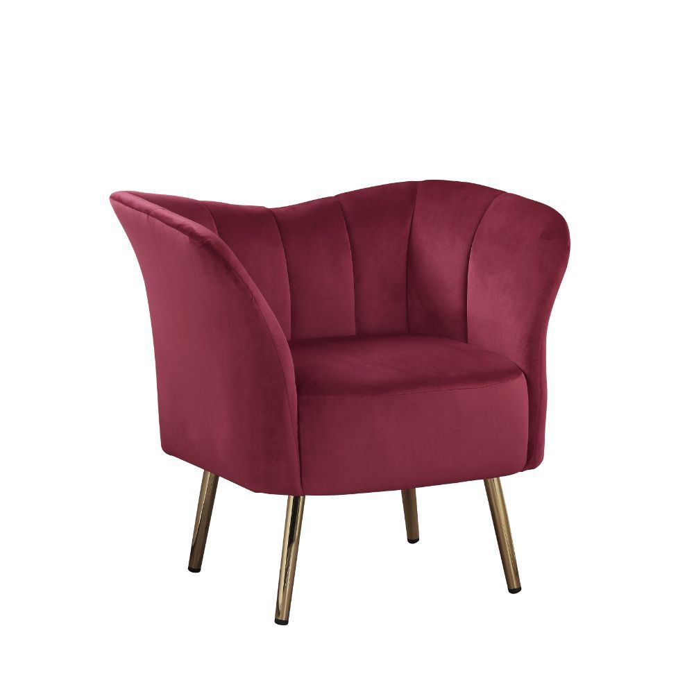 Reese - Accent Chair - Burgundy Velvet & Gold