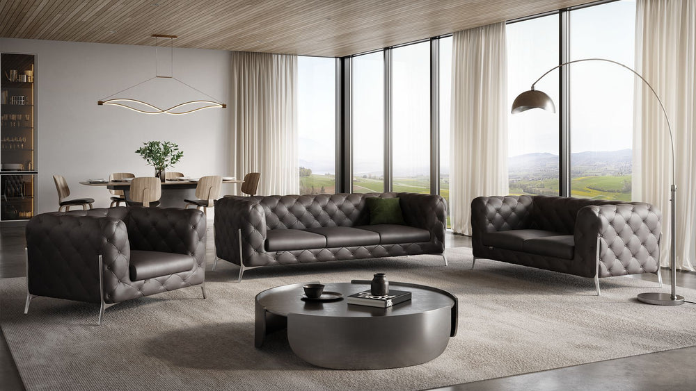 DivanItalia 970 3-Piece Sofa Set in Top-Grain Italian Leather - Brown