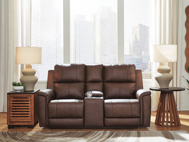 Bleckley - Power Reclining Loveseat With Console / Adjustable Headrest - Espresso by Ashley Furniture product image