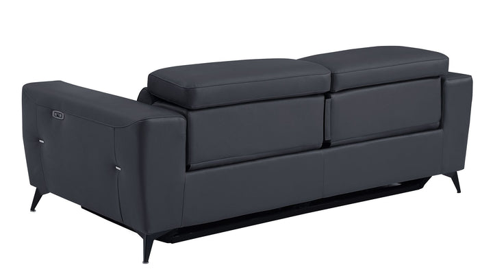 DivanItalia 989 Power Reclining 2-Piece Sofa Set with Power Headrest in Top-Grain Italian Leather - Dark Gray
