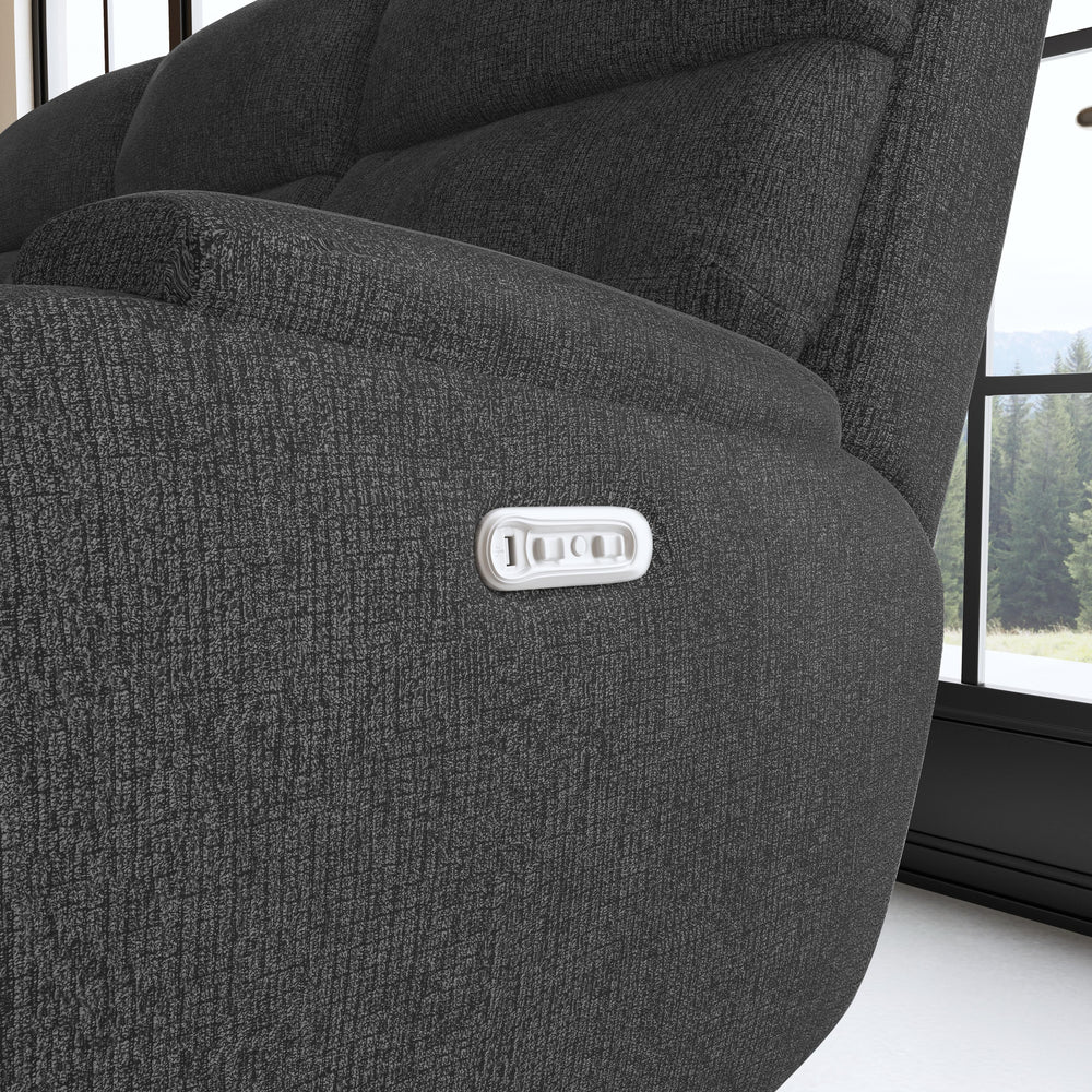 Strait Power Reclining Sofa With Power Headrests Gray