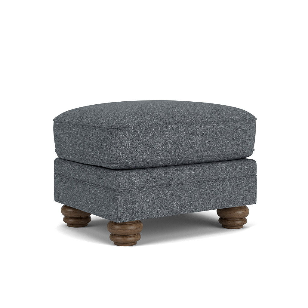 Bexley  Fabric Ottoman, Nailhead Trim  Blue