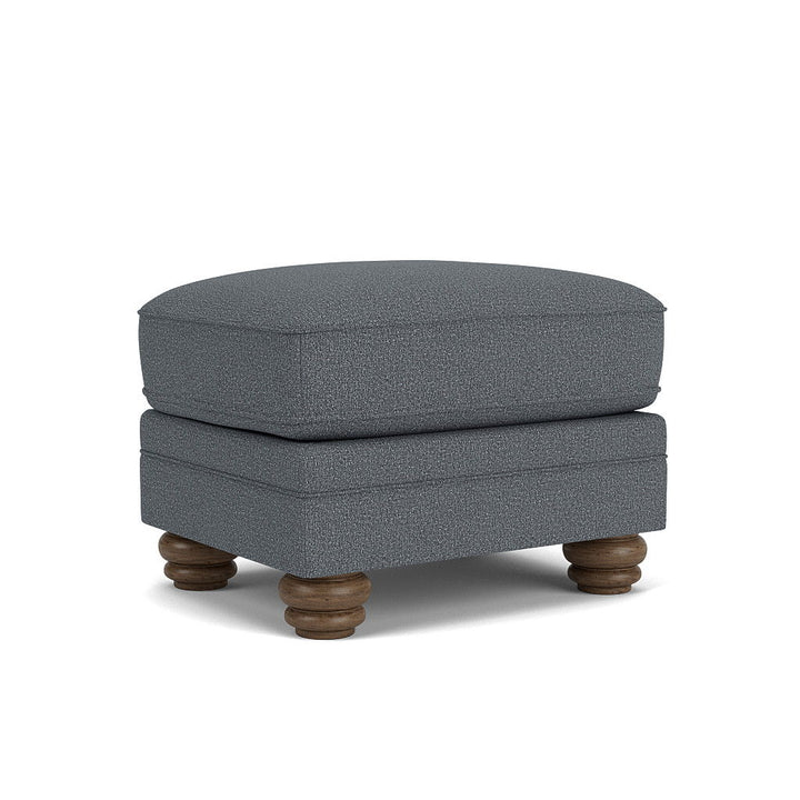 Bexley  Fabric Ottoman, Nailhead Trim  Blue