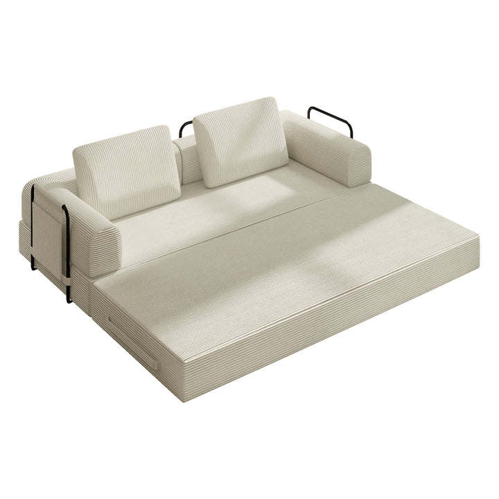 corduroy-convertible-sleeper-sofa-bed-with-pillow-beige