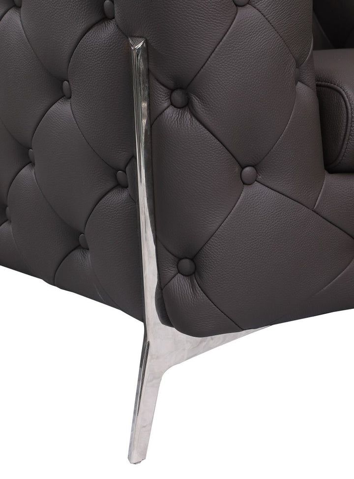 DivanItalia 970 Italian Leather Brown Loveseat